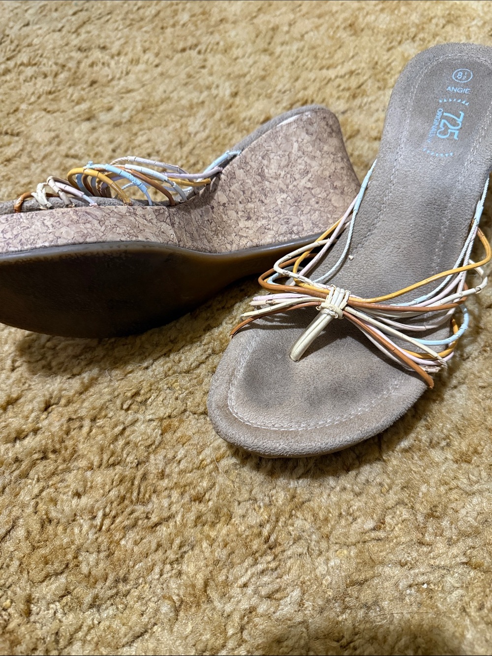 8.5 Wedge Sandals with Multicolor Straps